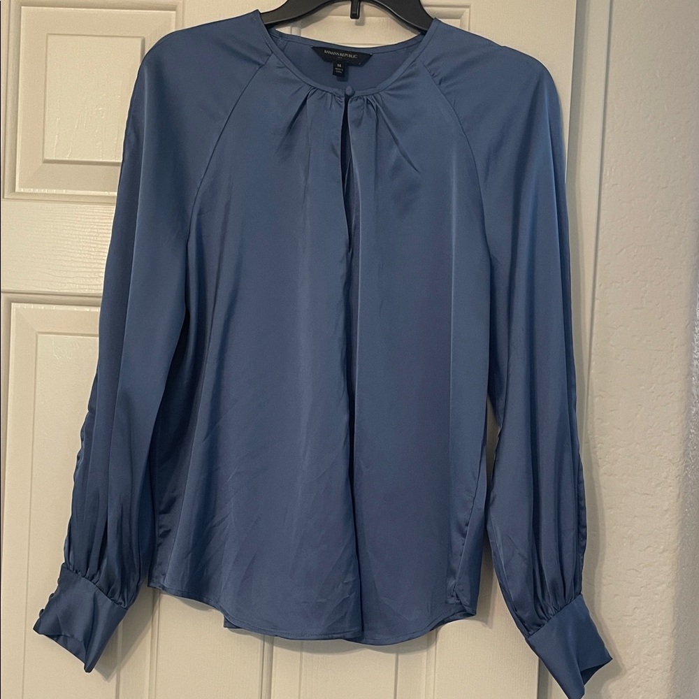 Banana Republic Satin Blue Blouse